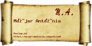 Májer Antónia névjegykártya