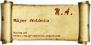 Májer Antónia névjegykártya